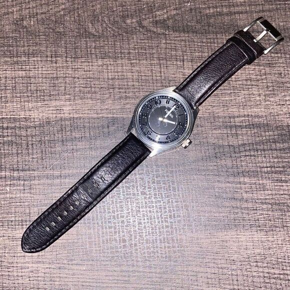 FOSSIL large face men’s black leather watch - Picture 1 of 10